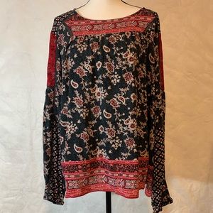 Knox Rose Floral Boho Long Sleeve Blouse